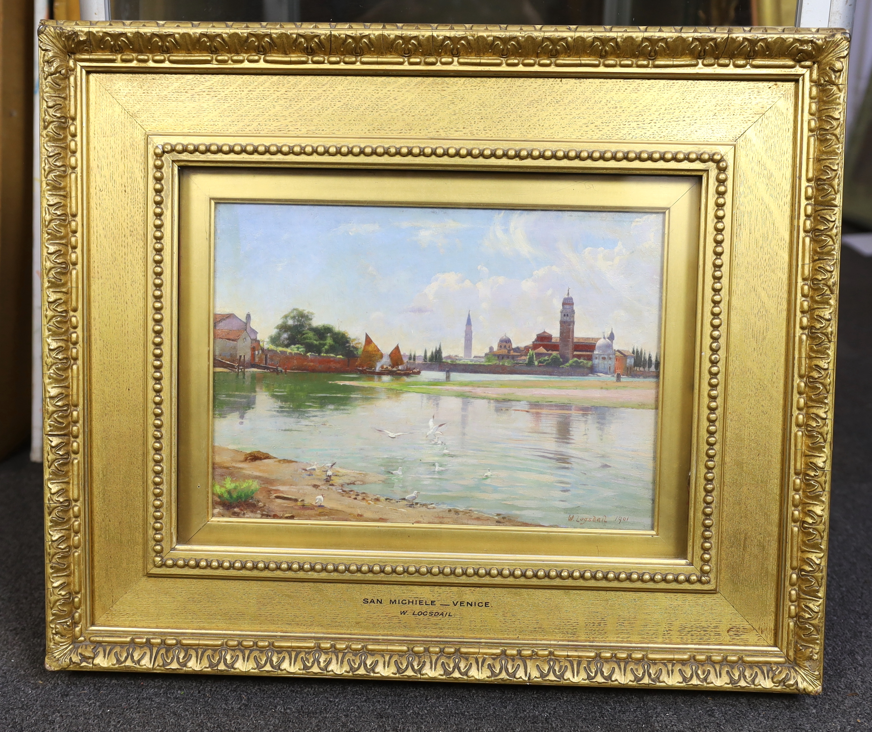 Williams Logsdail (English, 1859-1944), 'San Michiele, Venice', oil on mill board, 24 x 35cm